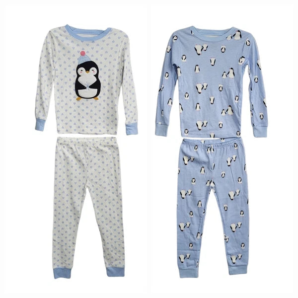 NEW Carter's 4-Piece 100% Cotton Snug Fit Pajama Set Toddler 5T Blue Penguin Boy