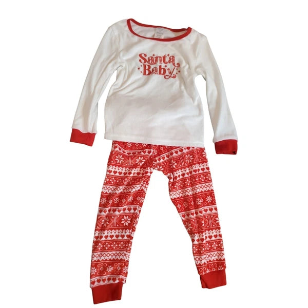 Modern Kids Two Piece Santa Baby Fleece Pajama Set, NWOT, 3T