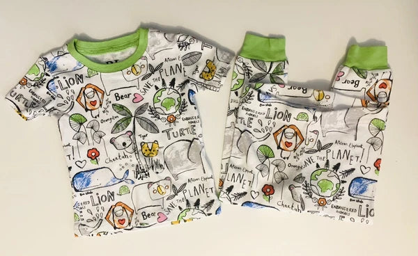 Children's Place PJ 9-12 month Pajamas top pants 2 pc set Save the Planet animal