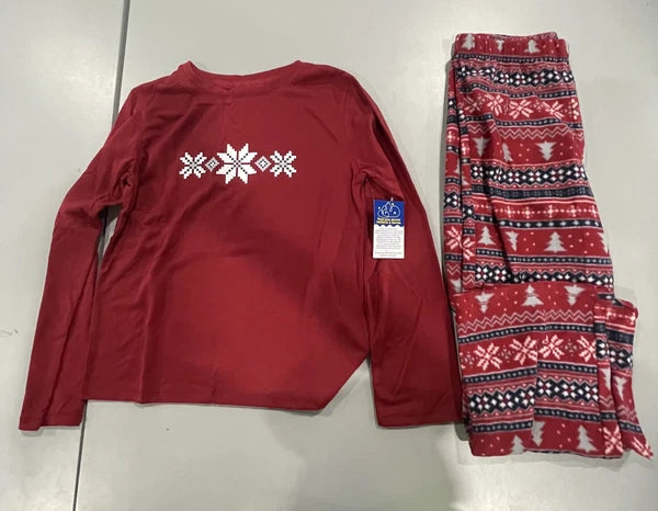 CUDDL DUDS KIDS 2 PIECE PAJAMAS SET - SIZE: YOUTH M(8) - RED